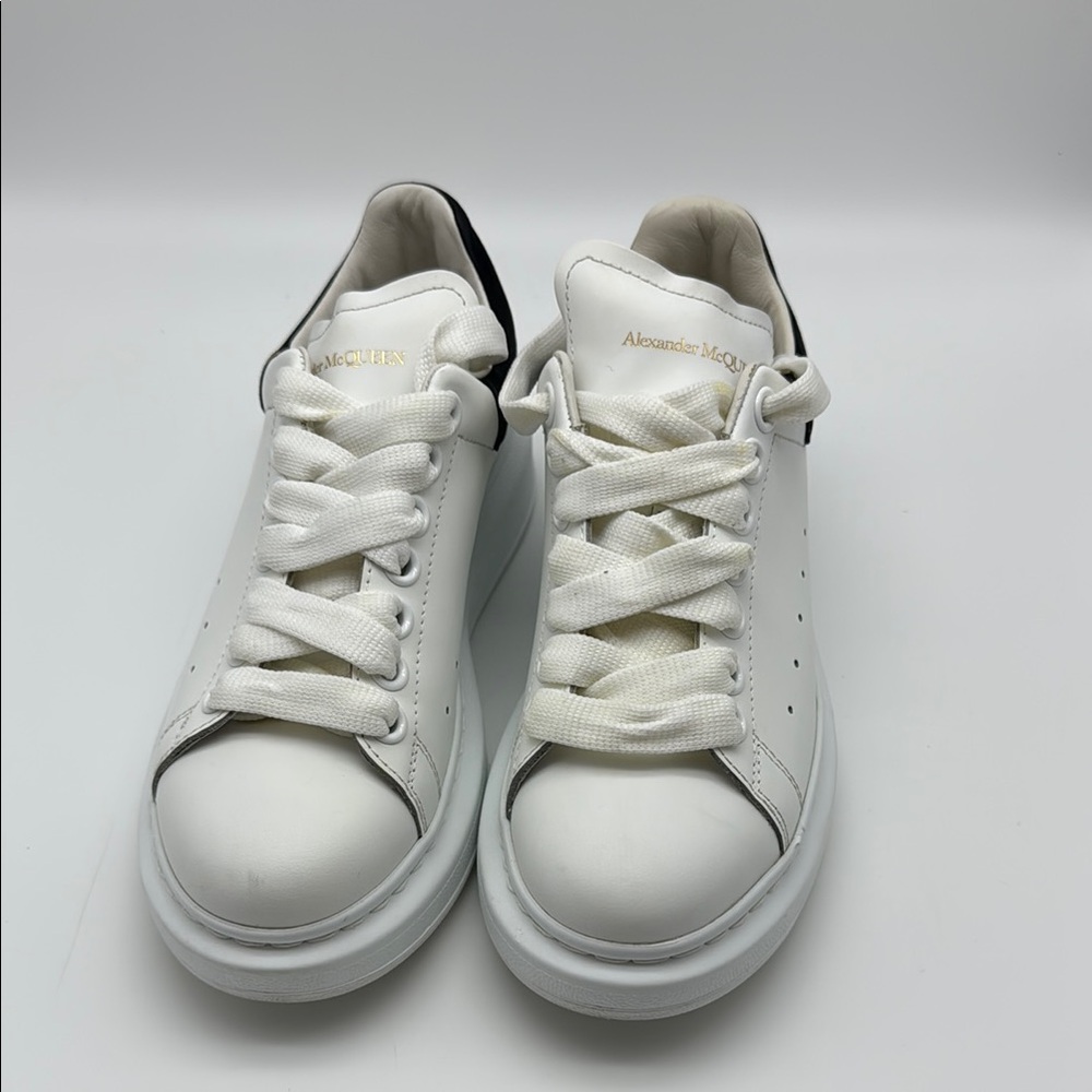 Alexander McQueen White and Black Leather Sneakers